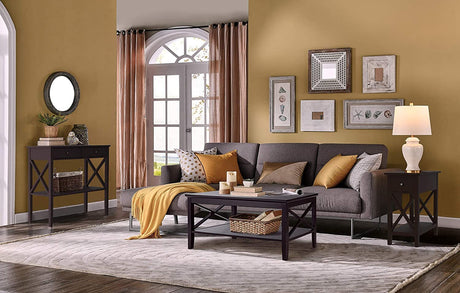 ChooChoo Oxford Coffee Table with Thicker Legs, Espresso Wood Coffee Table with Storage for Living Room 40 inches ChooChoo