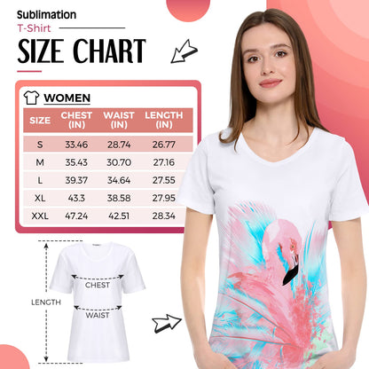 Women's V-Neck Sublimation T-Shirts 4-Pack - Medium, White Blank, Short Sleeve Blouses