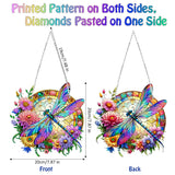 Koikify Diamond Painting Kits Hanging Pendant, Flower & Dragonfly Crystal Diamond Art Hanging Sign, Double-Sided Pattern Craft Ornament for Home Decoration and Gift Koikify
