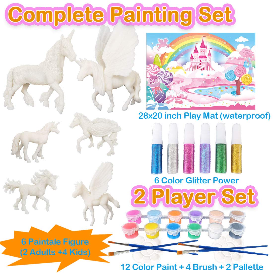 Yileqi Unicorn Painting Kit - Paint Craft for Girls, Arts and Crafts for Kids Age 4-9 - DIY Unicorn Party Favors and Activities Yileqi