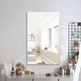 HESONTH Medicine Cabinet with Mirror, 16x26 Inch Frameless Bathroom Cabinet, 3-Tier Tempered Glass Shelves, Recessed or Surface Mount, Waterproof Storage for Bathroom Bedroom Kitchen HESONTH