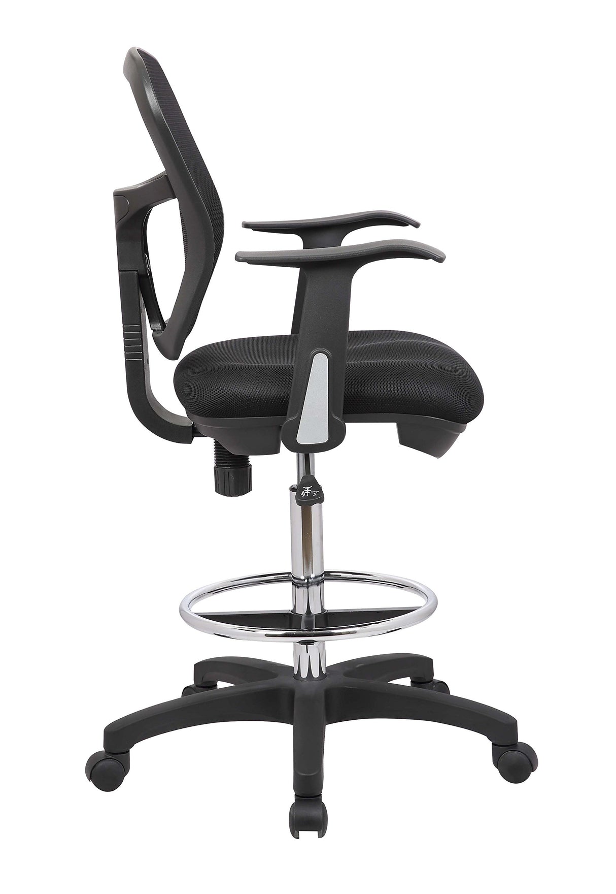OfficeFactor Drafting Chair Tall Office Chair with Arms Executive Ergonomic Standing Desk Chair with Anti Scratch Wheels and Footrest OFFICE FACTOR