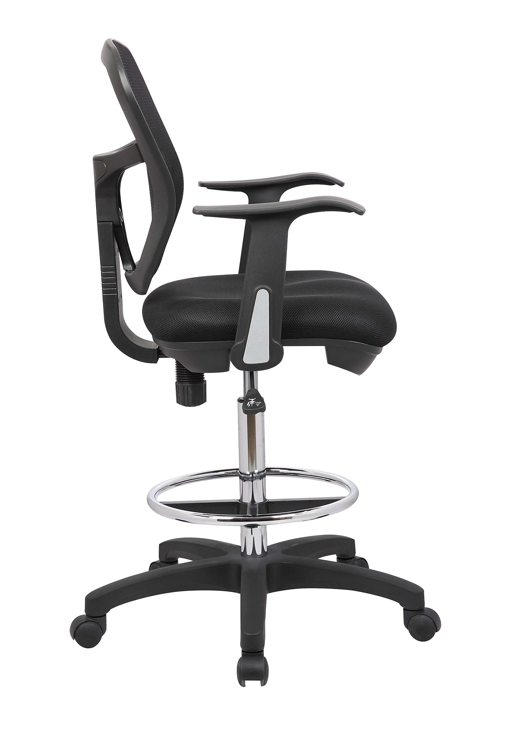 OfficeFactor Drafting Chair Tall Office Chair with Arms Executive Ergonomic Standing Desk Chair with Anti Scratch Wheels and Footrest - WoodArtSupply