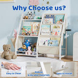 HAVLOTII Kids Bookshelf and Toy Organizer, 3 Tier Bookshelf for Kids, Montessori Bookcase Book Shelf Rooms, Bedroom, Playroom, Nursery, Toy Storage Organizer with Bookshelf (White) HAVLOTII