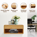 Peakora Bamboo Floating Nightstand with Storage Drawer Wall Mounted Bedside Table End Tables with Open Shelf Small Spaces Wall Mounted Shelf Storage Modern End Table for Bedroom, Natural Peakora