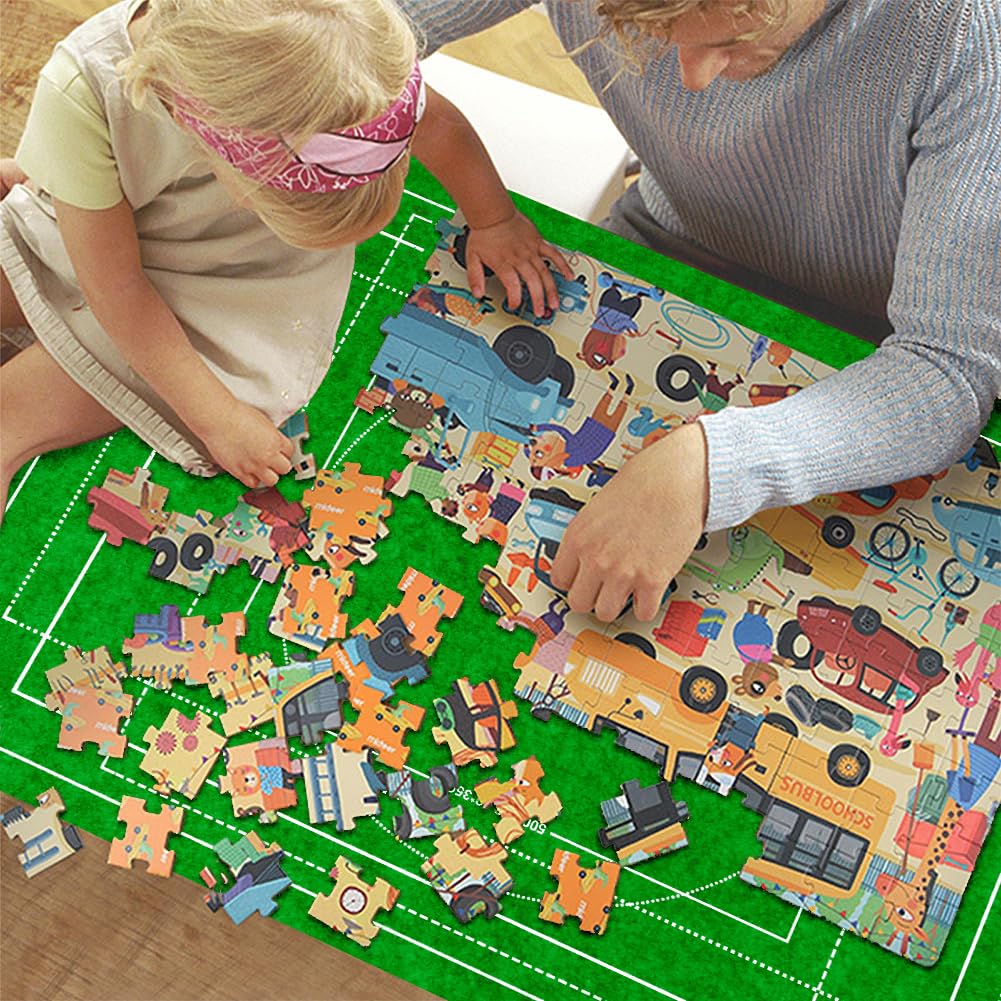 Ainiv Jigsaw Puzzle Mat Roll Up 1500 Pieces, 46" x 26" Portable Felt Puzzles Board with Travel Storage Bag, Jigsaw Saver Pad Keeper for Adults Teens, Green Ainiv