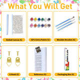 2 Pack Paint by Numbers Kit for Adults, Dragonfly Bee Paint by Numbers for Adults, DIY Adult Painting by Numbers Beginners on Canvas Acrylic for Home Wall Art Decor 12x16Inch (Rolled Package) Mandun