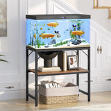 MAHANCRIS 30 Gallon Fish Tank Stand, Aquarium Stand with 2-Tier Storage Shelves, Heavy Duty Breeder Turtle Terrarium Stand Rack for Home Office, 30.0" L x 11.8" W x 24.4" H, Rustic Brown FTHR3001 MAHANCRIS