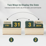 DEERINE Wooden Block Perpetual Calendar for Desk, Daily Desktop Standing Flip Calendar with Large Display, Modern Farmhouse Aesthetic Desk Accessory for Home Office Decor, Reusable Yearly, Wood Grain DEERINE