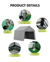 VerisShade 10 x 10 ft Carport Storage Shed, Shelter Logic with 2 Roll-up Zipper Door, Heavy Duty Waterproof Tarp, Storage Tent for ATV, Motorcycle, Bike, Garden Tools, Firewood VerisShade