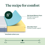 ZINUS 8 Inch Queen Cooling Essential Memory Foam Mattress [NewVersion], Fiberglass Free, Medium Feel, Breathable Cooling Layers, Certified Safe Materials ZINUS