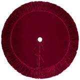 72-Inch Ruffled Velvet Christmas Tree Skirt, Thick Foam-Lined Heavy Duty Fabric with Plush Lace Ties, Wine Red Starry Dynamo