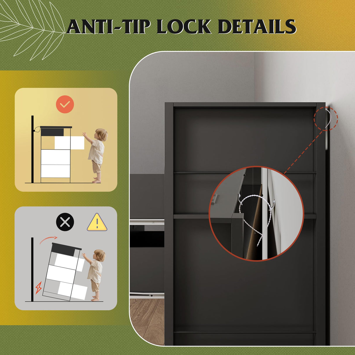 WLIVE 6 Drawer Led Dresser for Bedroom, 50.79'' Black Wood Dresser Storage Organizer with Power Outlets for 55'' TV, Dressers with Open Shelves, Hanging Rack, Chest of Drawers for Closet, Living Room WLIVE