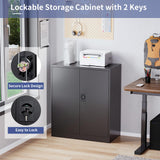 LISSIMO Metal Garage Storage Cabinet,Black Cabinet with Doors and Adjustbale Shelves,Lockable Tool Cabinet for Home Office and School Assembly Required LISSIMO