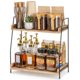ANBOXIT Countertop Coffee Station Organizer, 2 Tier Wooden Shelf for Coffee Bar Accessories, Condiment Storage Caddy for Kitchen, Home, Office - Brown ANBOXIT