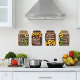 4 Pcs Kitchen Wall Decor Mason Jar Set Wooden Rustic Home Decor Inspirational Kitchen Hanging Farmhouse Wall Signs for Home decoration(Sunflower) Qunclay