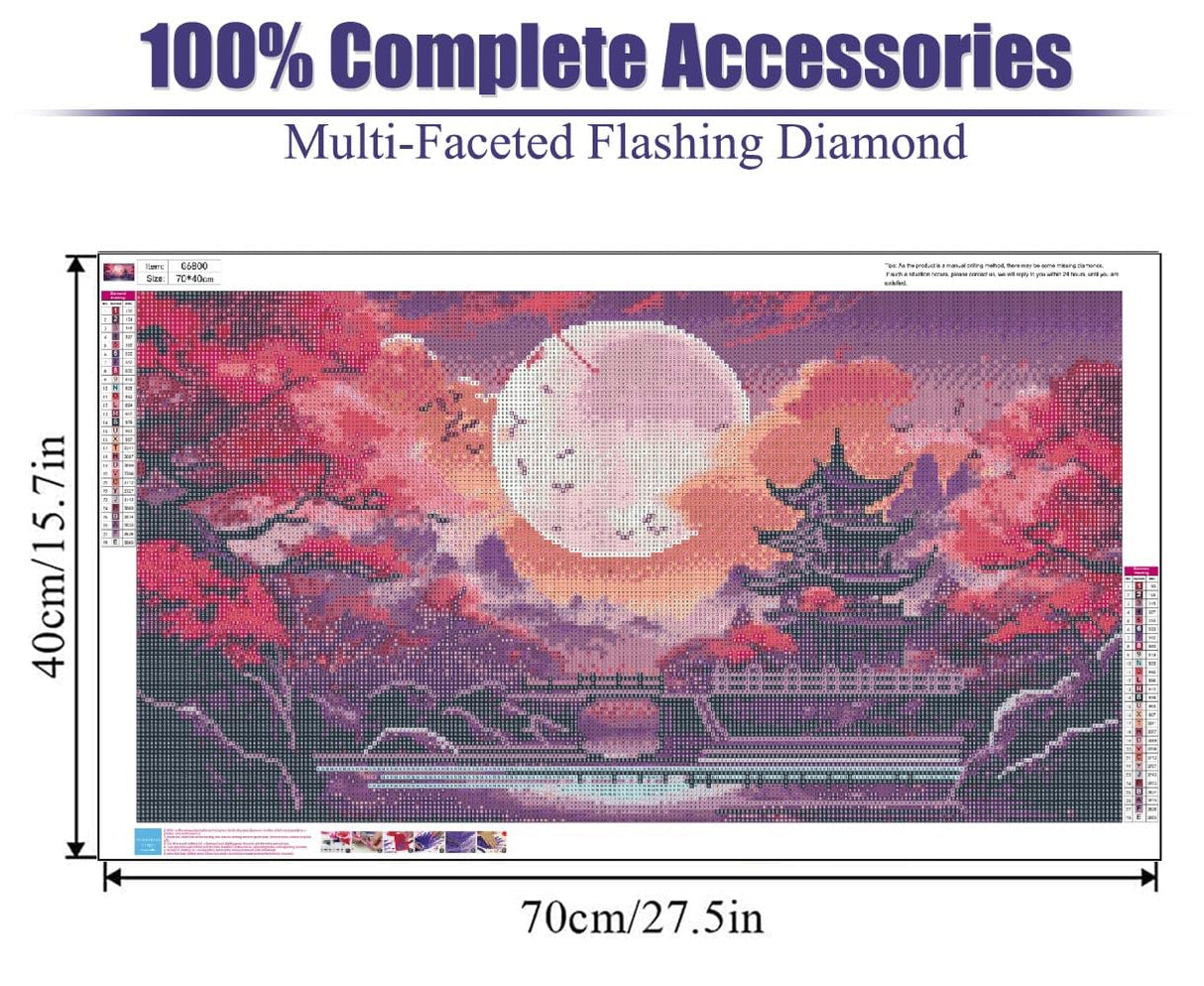 5D Large Diamond Art Painting,Moon Diamond Painting Kits for Adults,DIY Full Drill Crystal Rhinestone Chinese style Arts and Crafts,Gem Art Painting with Diamond Home Wall Decor 27.5 X 15.7inch pchmcu