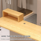 Modern Reception Desk with LED Light Front Counter Commercial Receptionist Table with Lockable Drawer for Home Office Checkout Lobby Beauty Salon(Wood Color - Right) KUKIXKK