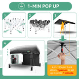 COBIZI Canopy Tent 10x10 Pop Up Canopy with One Button Push Center Lock, Portable Carport with 1 sidewall, 10x10 Carport Canopy for Parties, Commercial, Events, Waterproof, UPF 50+, Black COBIZI
