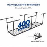 FLEXIMOUNTS 2x8 Overhead Garage Storage Rack,Adjustable Garage Storage Organization Systerm,Heavy Duty Metal Garage Ceiling Storage Racks,400lbs Weight Capacity,Black FLEXIMOUNTS