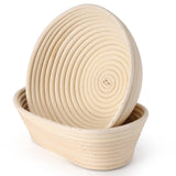 Jeensley Boxed Sourdough Bread Proofing Baskets with 2025 Brochure Banneton Set of 2, Round & Oval Shape Bowls with Liners, Handmade from Quality Natural Indonesian Rattan Bread Baking Supplies Jeensley