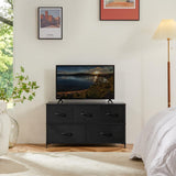 DUMOS Dresser for Bedroom, 5 Storage Drawers, Wide Fabric Closet Chests Organizer Tower Furniture with Wooden Top Metal Frame for Clothes, Guest Room, Living Room, Hallway, Entryway DUMOS