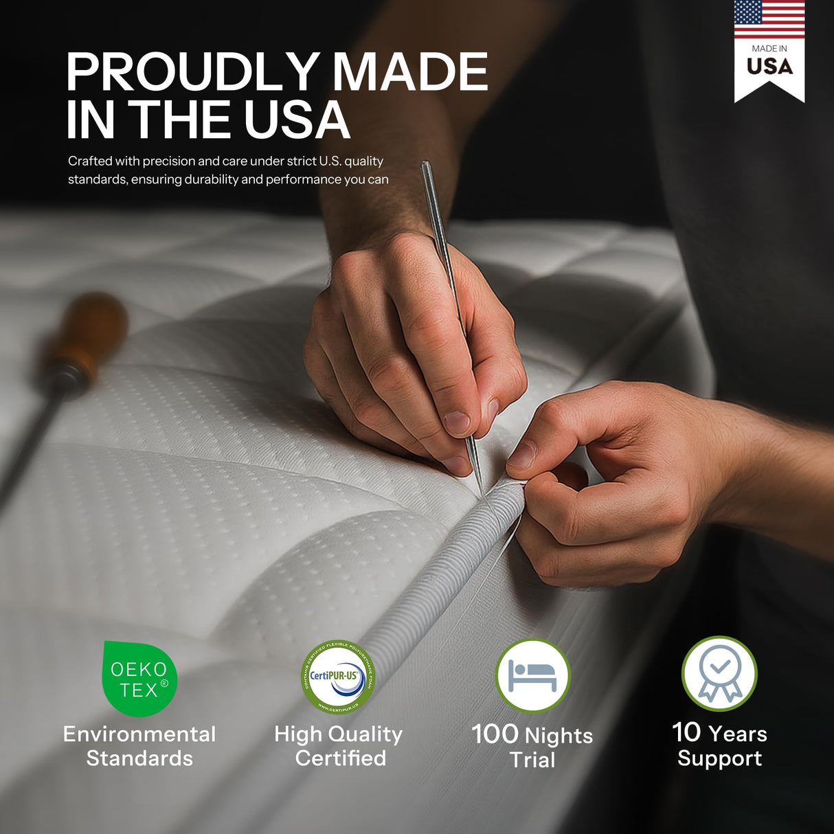 Hybrid Queen Mattress 10 Inch – Pressure Relief Made in USA Queen Bed Mattress in a Box with Pocketed Coils, Reinforced Edge Support, Medium Feel, CertiPUR-US Certified, Bed in a Box, CE-10-Q Life Balance