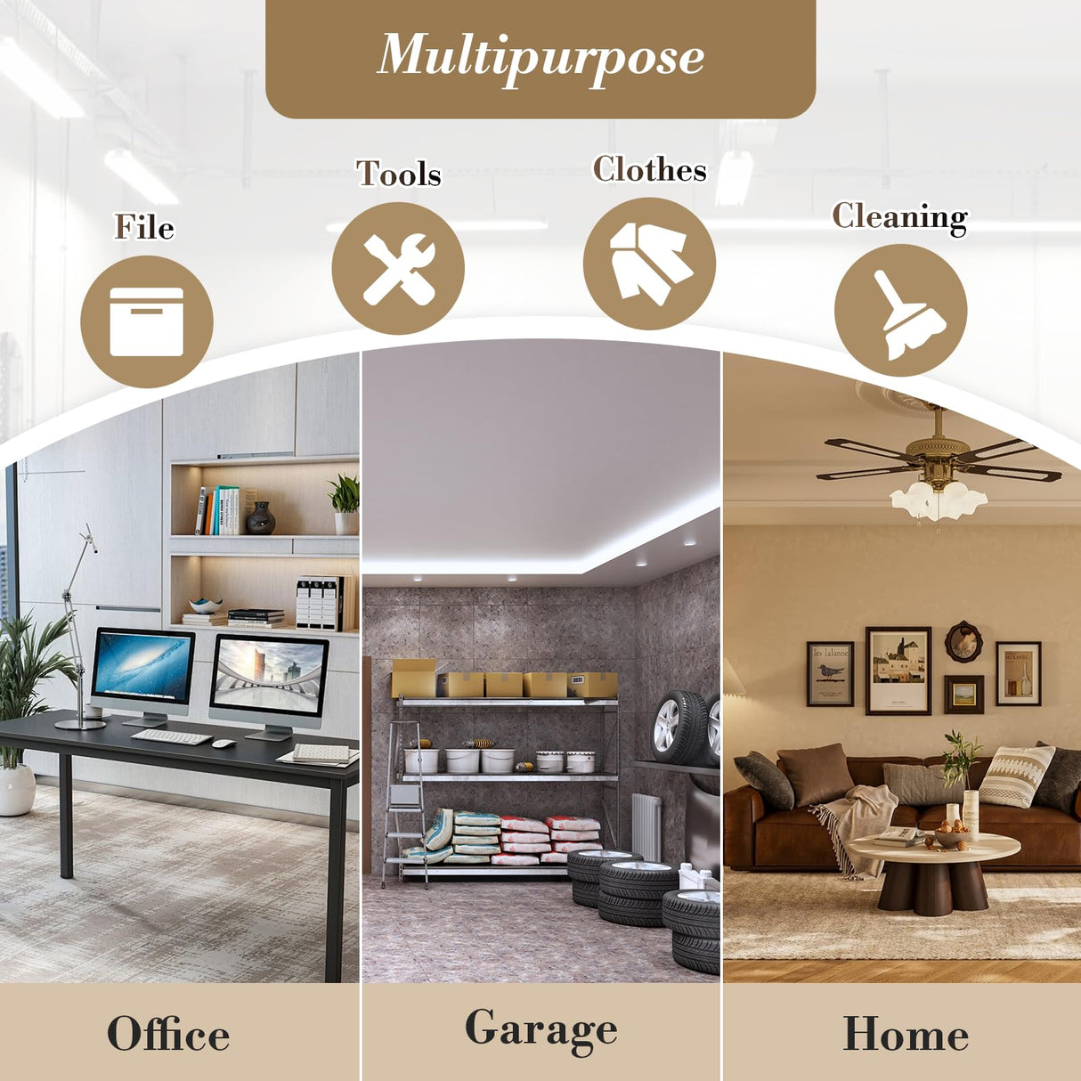 Athena Collection 72" Metal Storage Cabinet, 6 Tier Storage Cabinet with Hanging Rod and Removable Shelves, Lockable Tall Cabinet Tool Storage Unit Cabinet for Office Bedroom Garage, Gray Athena Collection