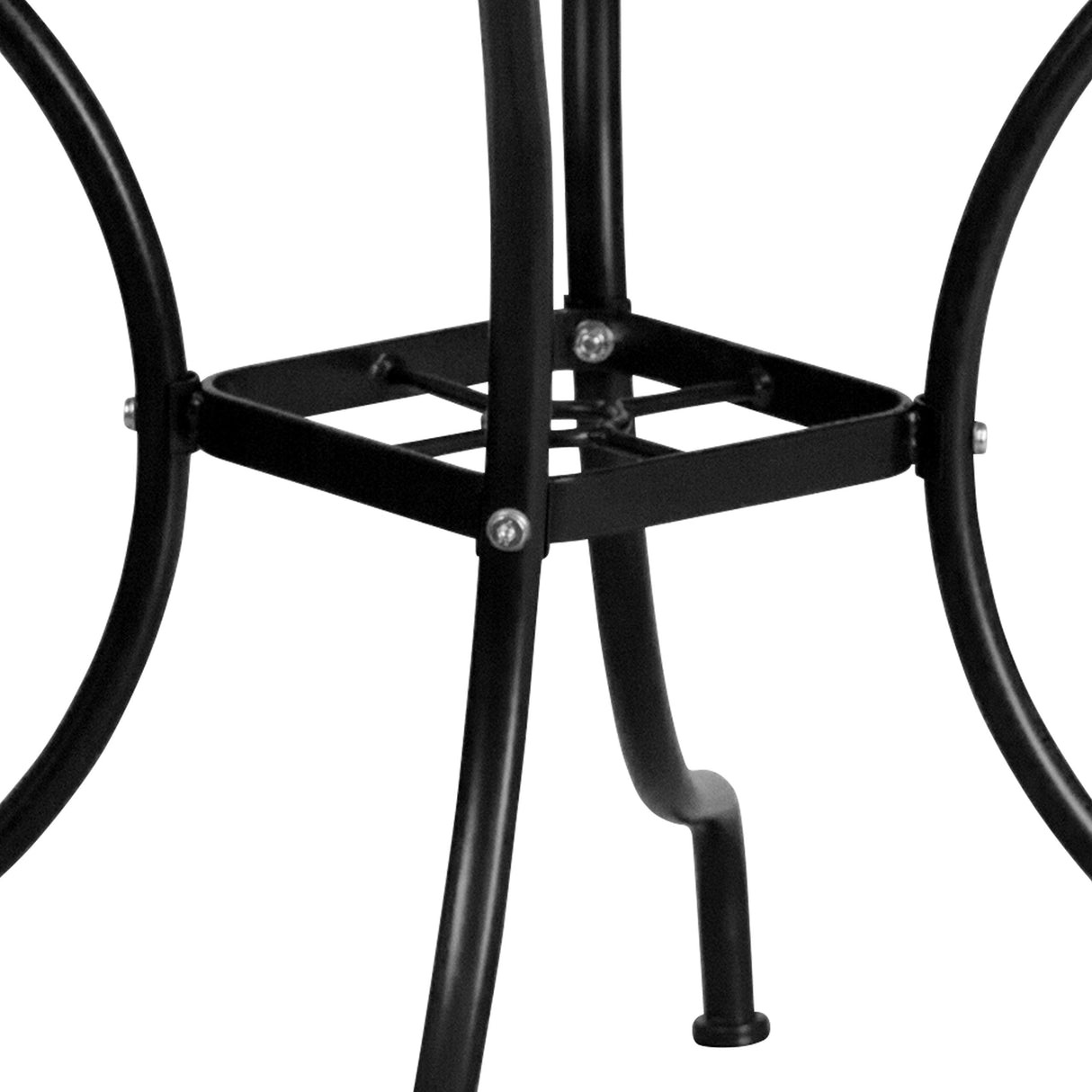 Flash Furniture Oia 5-Piece Commercial Grade Steel Patio Table and Chairs Set, Outdoor Dining Set with Square Table and 4 Round Back Chairs, Black Flash Furniture