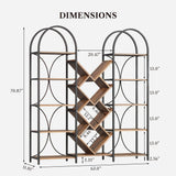 LIKEMET Triple 5 Tier Bookshelf, Bookcase with 18 Open Display Shelves, Wide Tree Bookshelf Metal Frame Tall Book Case for Living Room Home Office Rustic Brown LIKEMET