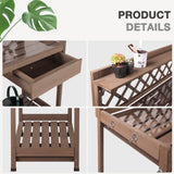 Potting Bench Potting Table Potting Benches for Outside 44 Inch Fir Wood Garden Potting Station Garden Table PVC Layer Storage Shelf Sink Drawer Hooks MEDEHOO