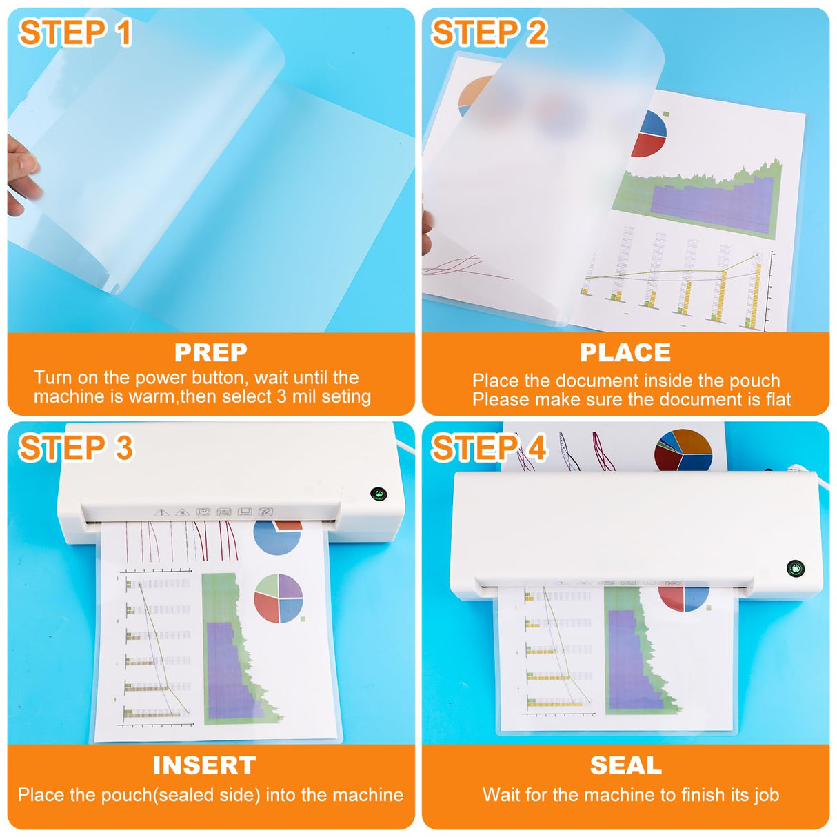 CAREGY Thermal Laminating Pouches, 300 Pack Laminating Sheets, 3 Mil, 9 x 11.5 Inches Lamination Sheet Paper for Laminator, Clear, Letter Size, Office and School Supplies CAREGY