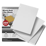 Performore 11 X 8.5 Inch Letter Size Minute Book Paper, 3 Hole Punched White Loose Leaf Minute Book Ledger Sheets, 200 Ledger Sheets for Record Keeping Performore