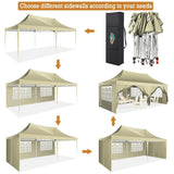 COBIZI 10x20 Pop Up Canopy Tent with 6 Sidewalls, Wedding Party Tent Outdoor Gazebos UV50+ Waterproof Canopy Tent Event Shelter for Parties, 3 Adjustable Heights, with Carry Bag(Khaki) COBIZI