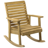 Outsunny Traditional Wooden Rocking Chair with Armrests - Light Brown Outdoor Comfort Outsunny