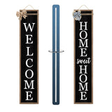 Outdoor Welcome Sign for Front Porch Standing Large 2 Sided 45"X9" Wooden Frame Tall Vertical Leaner Long Home Sweet Home Front Door Sign for Rustic Outside Farmhouse Modern Decor (Wood Black) Surfapans