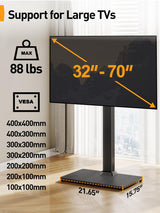 Perlegear Floor TV Stand with Mount for 32-70 inch TVs up to 88lbs, Floor Standing TV Stand with 9 Height Adjustment, Swivel TV Stand for Living Room with Wood Base, Max VESA 400x400mm, PGFS09 Perlegear