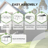 Carport, 10x20ft Heavy Duty Portable Garage, Car Port with Storage Shed, Car Canopy Car Tent with Steel Frame All-Season Tarp for Car, Truck, Boat, Party (B-White) TANGJEAMER