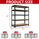 PrimeZone Heavy Duty Garage Storage Shelves, 31.5" W x 16" D x 63" H Adjustable Gargae Shelving, 5 Tier Metal Shelving Unit, Storage Shelf Utility Rack Organizer for Garage, Warehouse, Pantry, Black PrimeZone