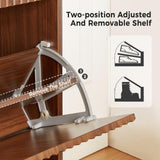 Hootata 47.2''W Walnut Shoe Storage Cabinet for Entryway with 4 Flip Drawers, Fluted Slim Shoe Cabinet, Free Standing Wooden Shoes Organizer for Foyer, Hallway Hootata