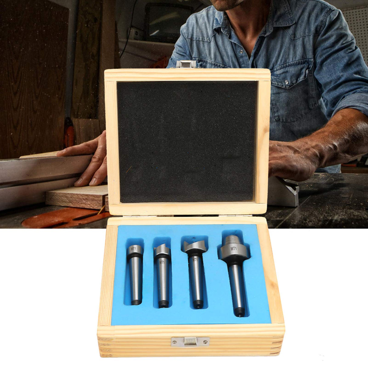 4Pcs Turning Tool Turning Center Set Drive Spur Cup Arbor Lathe Turning Lathe Live Center for for Wood & Metalworking Lathe with Box (MT1) spur center for wood lathe wood turning tools Turning Tools KUIDAMOS