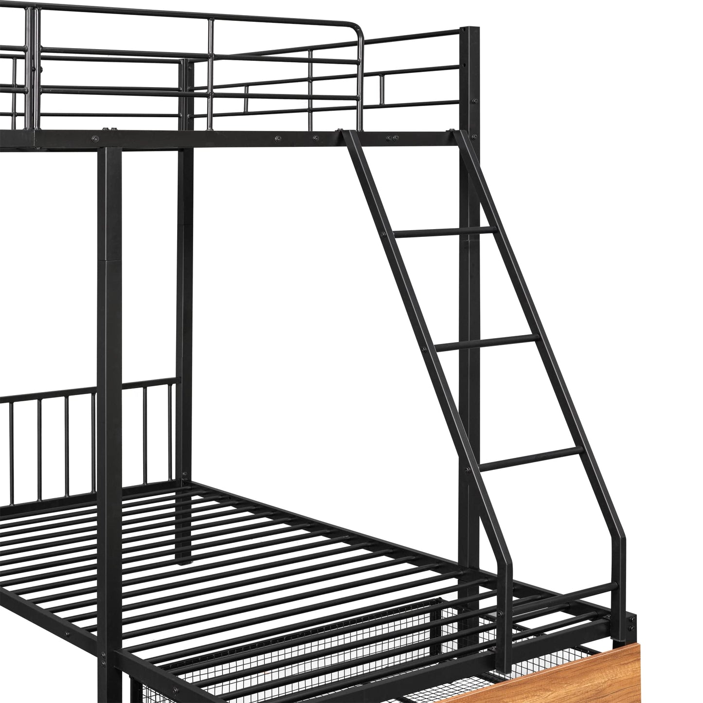 Harper & Bright Designs Metal Triple Bunk Bed with Drawers and Guardrails, Full Over Twin & Twin Bunk Bed for 3, Space-Noise Free, No Box Spring Needed - Black