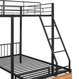 Harper & Bright Designs Metal Triple Bunk Bed with Drawers and Guardrails, Full Over Twin & Twin Bunk Bed for 3, Space-Noise Free, No Box Spring Needed - Black Harper & Bright Designs
