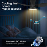 ocioc Quiet Ceiling Fan with LED Light DC motor 32 inch Large Air Volume Remote Control for Kitchen Bedroom Dining room Patio ocioc