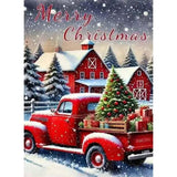 Winter Red Truck Diamond Art Kits for Adults,Merry Christmas Diamond Painting Kits for Beginners,DIY 5D Round Full Drill Diamond Dots Paintings Picture Arts Craft for Home Decor 12 x 16inch ZHUDENGXJL