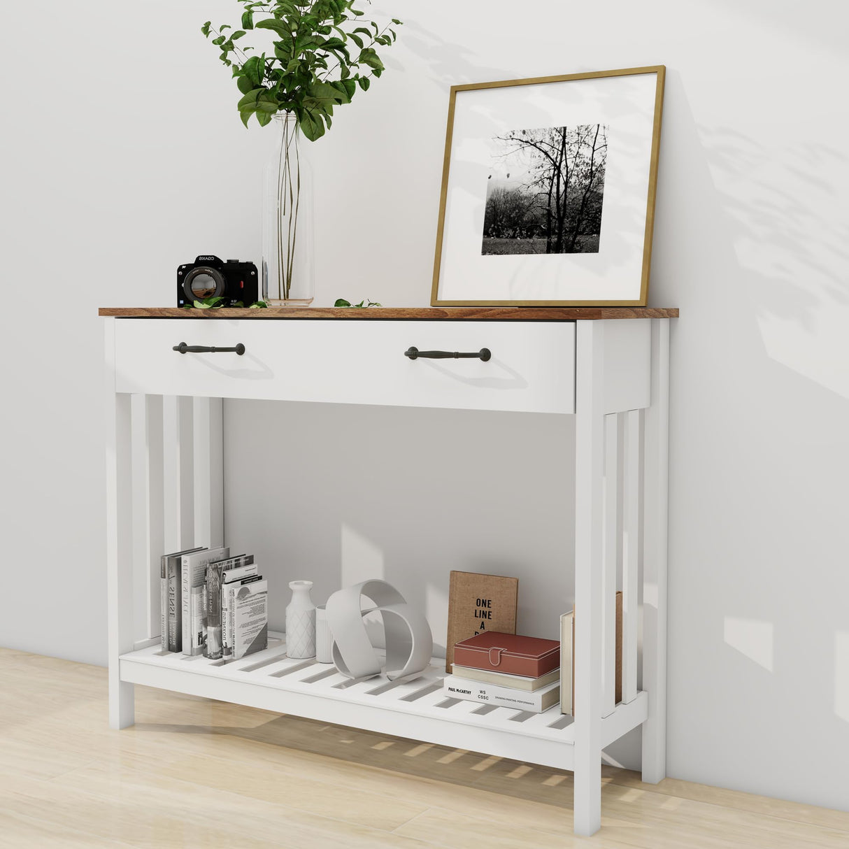 TaoHFE Farmhouse Narrow Console Table Modern Wooden,Living Room Tables Narrow Side Tables for Entryway,Entry Table with Storage Hallway SideTable with Drawers TaoHFE