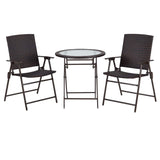 PDTXCLS TOMENGBEIAABBCC Rimba Outdoor 3 Pieces Wicker Folding Bistro Set, Balcony Table and Chairs Sets, Garden Backyard Furniture Rimba