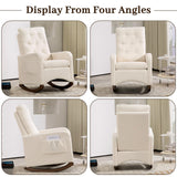 GarveeHome Upholstered Rocking Chair Accent Chair, Nursery Rocking Chairs in Teddy Fabric with High Backrest, Side Pocket and Rubber Wood Legs, Comfy Nursing Chair for Living Room, Gray (White) GarveeHome
