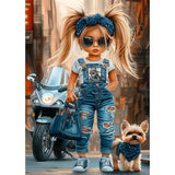 CEOVR Cartoon Motorcycle Dog Diamond Art Kits for Adults, 5D DIY Full Drill Cute Diamond Painting Dots Gem Art, Adult Crafts Kits Arts and Crafts, Wall Decor for Home Office 12x16in CEOVR