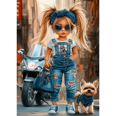 CEOVR Cartoon Motorcycle Dog Diamond Art Kits for Adults, 5D DIY Full Drill Cute Diamond Painting Dots Gem Art, Adult Crafts Kits Arts and Crafts, Wall Decor for Home Office 12x16in